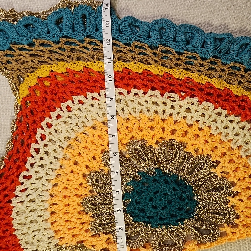 Colorful Rainbow Crochet Knit Top